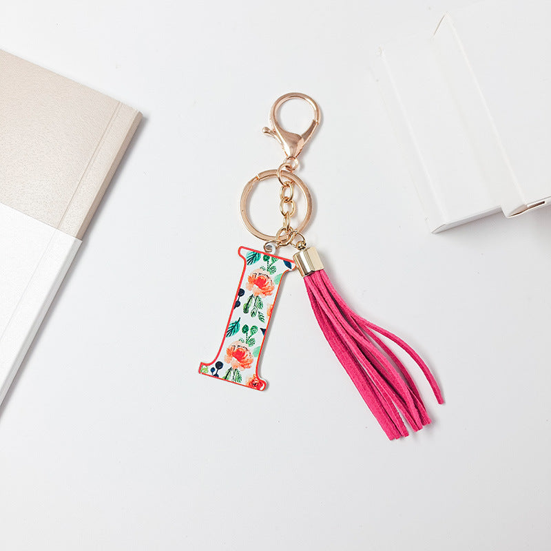 Wholesale Letter Colorful Tassel Zinc Alloy Keychain